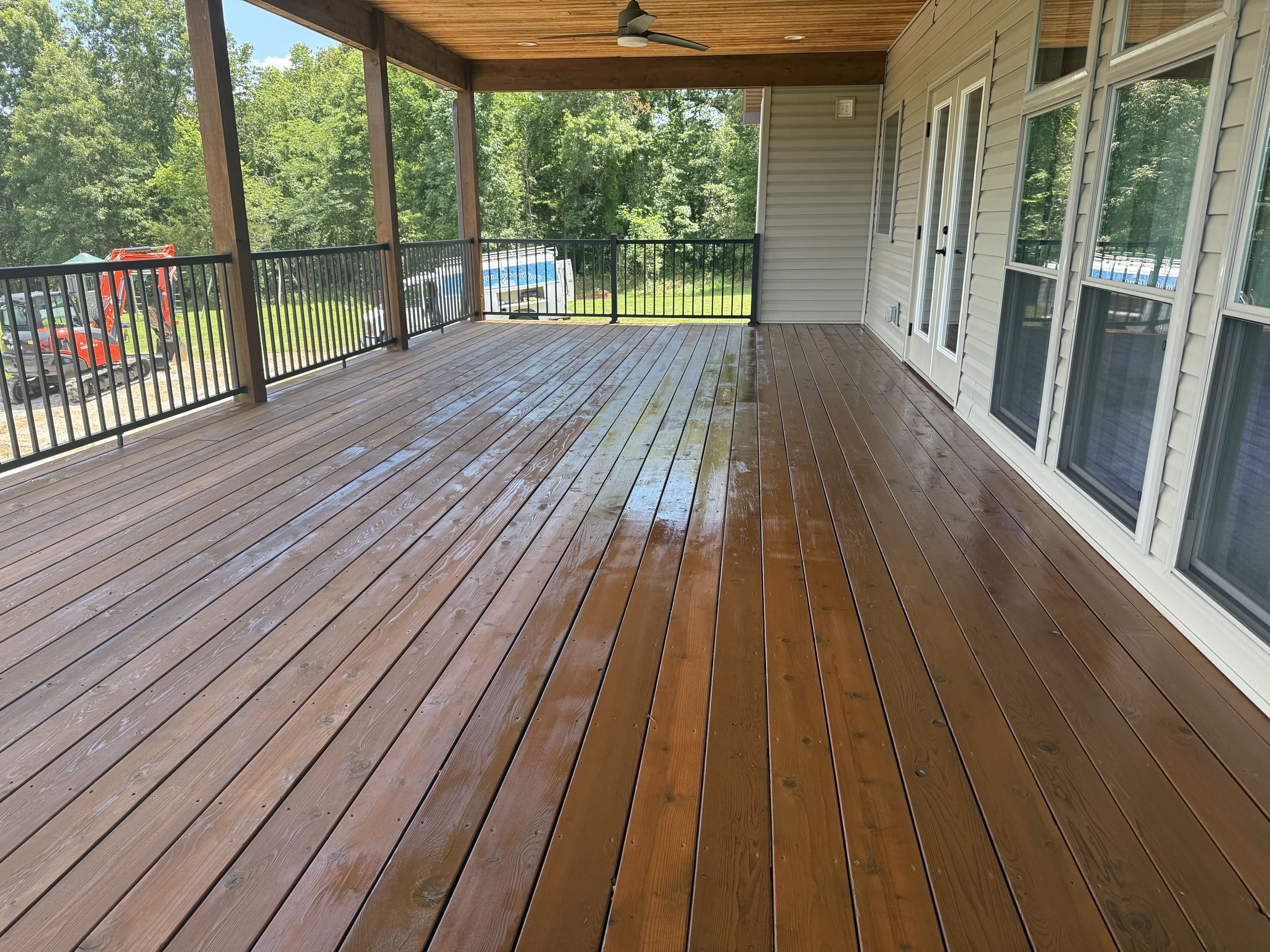 Restored deck, richly stained
