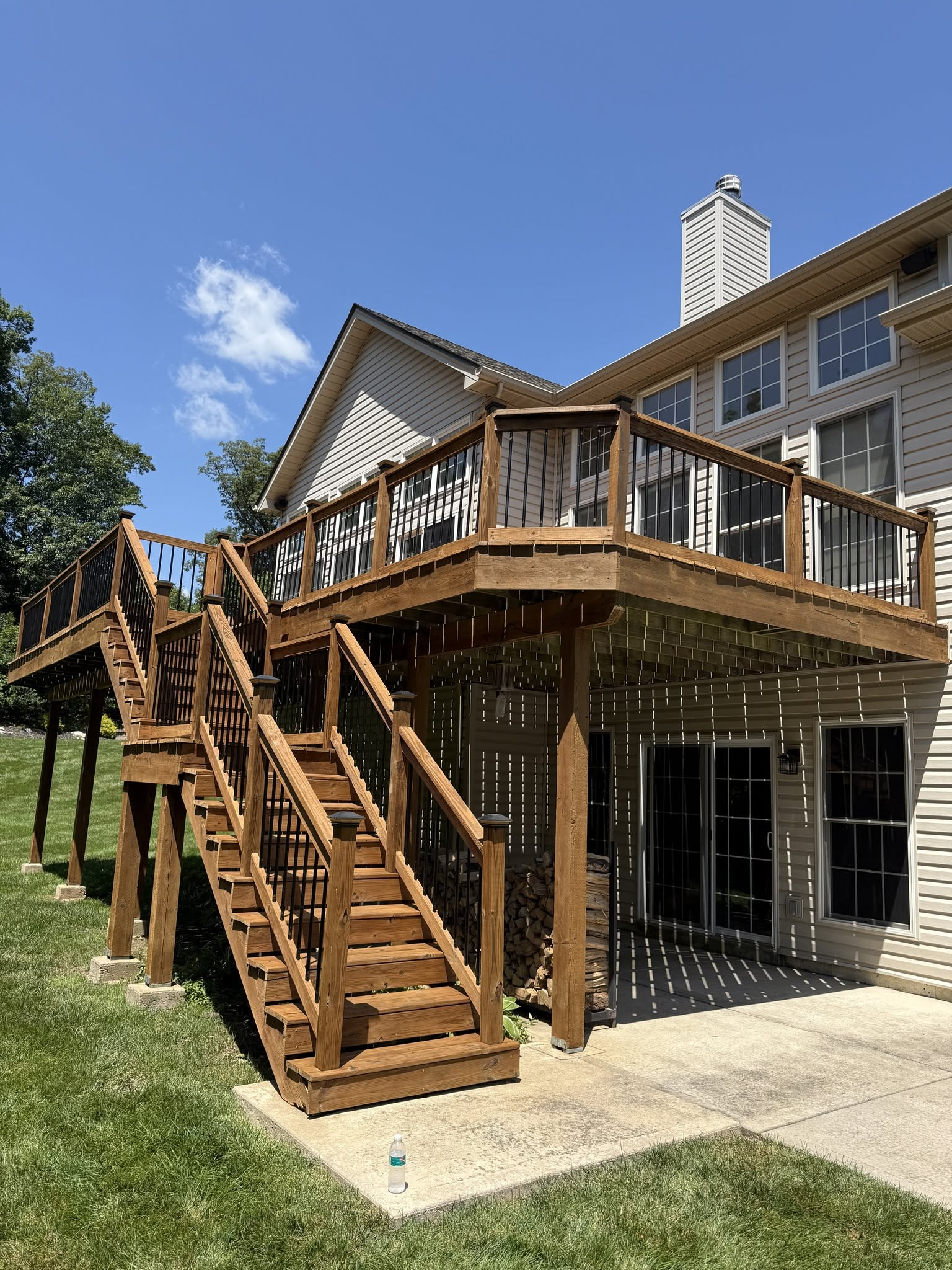 Finished two-story deck with staircase